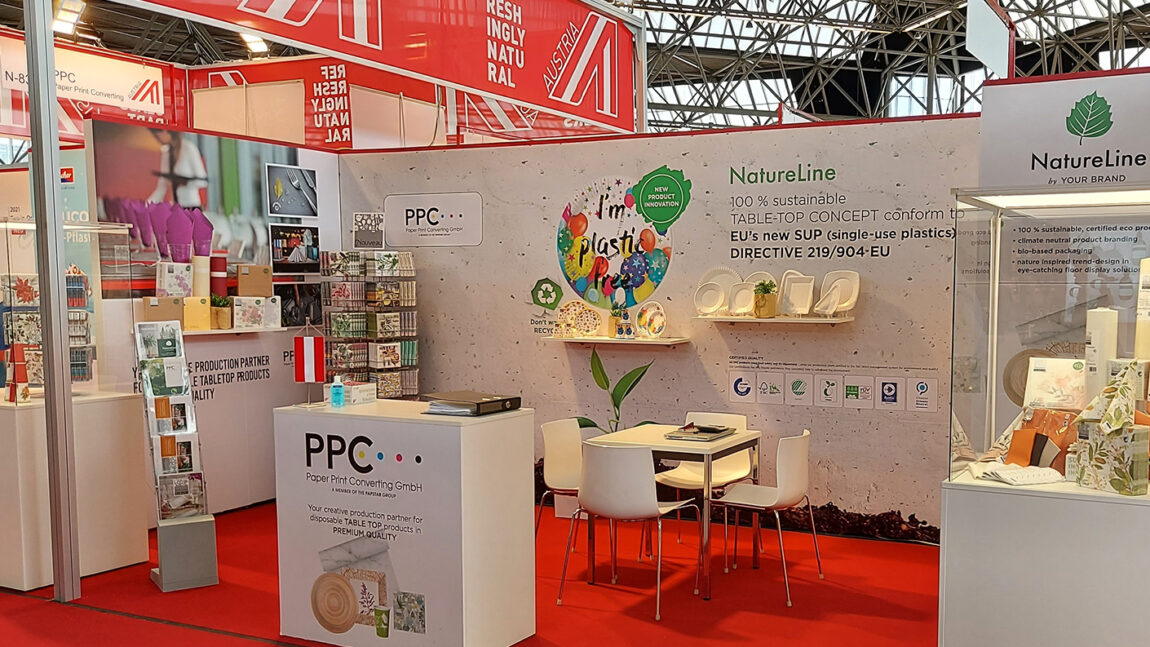 Read more about the article SUPD compliant plastic-free party plates and cups, our new paper packaging for napkins, all that and more was PLMA